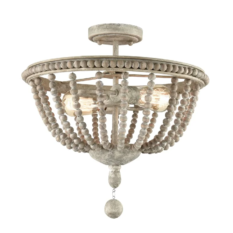 Industrial Lighting for Food Processing FactoriesFarmhouse Wood Beaded Semi Flush Mount Ceiling Lights Grey