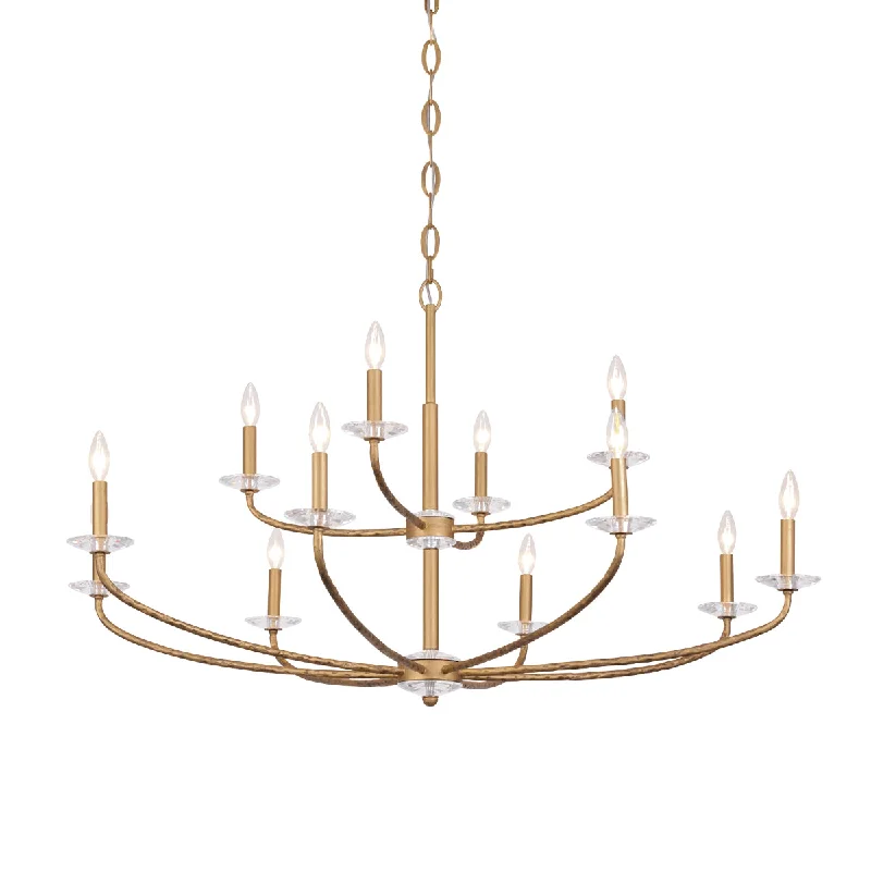 Shock - Resistant Industrial Lighting for Vibrating Machinery AreasAtella 48" 12 Lights Chandelier Gold Finish Shock - Resistant Industrial Lighting for Vibrating Machinery AreasAtella 48" 12 Lights Chandelier Gold Finish