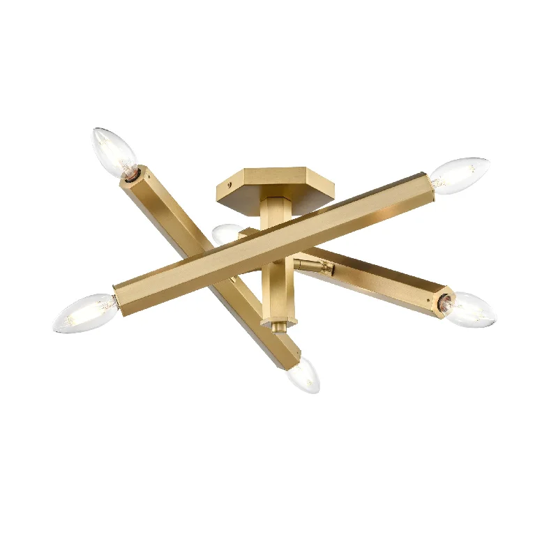 Contemporary track lighting in black finishKestrel 6-Light Semi-Flush