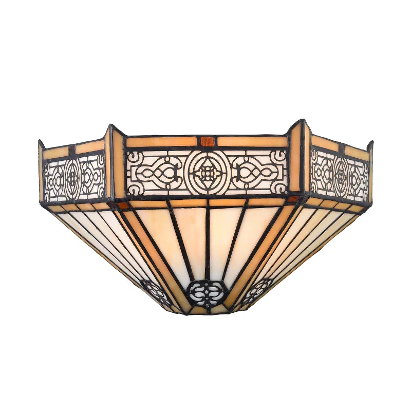 Industrial Lighting for Textile MillsTiffany Wall Light Fixture 12" Wide Stained Glass Sconce Industrial Lighting for Textile MillsTiffany Wall Light Fixture 12" Wide Stained Glass Sconce