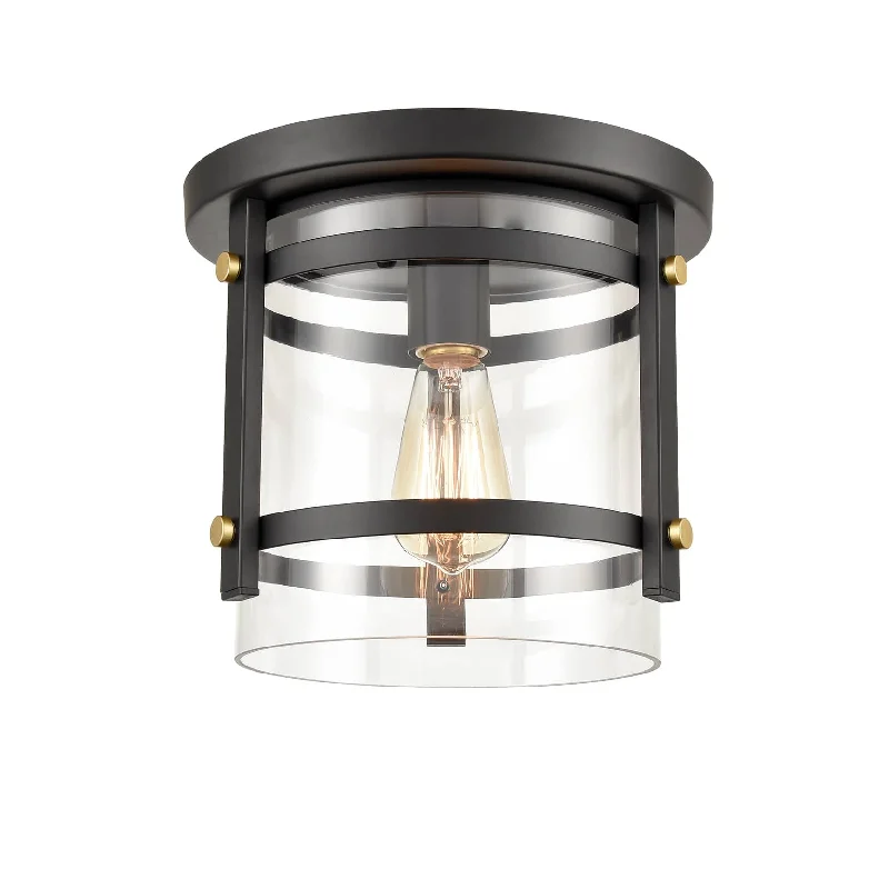 Energy - Efficient Industrial Lighting for Cost - SavingsCava de' Tirreni Industrial Black Flush Mount Ceiling Light with Clear Glass Shade Energy - Efficient Industrial Lighting for Cost - SavingsCava de' Tirreni Industrial Black Flush Mount Ceiling Light with Clear Glass Shade