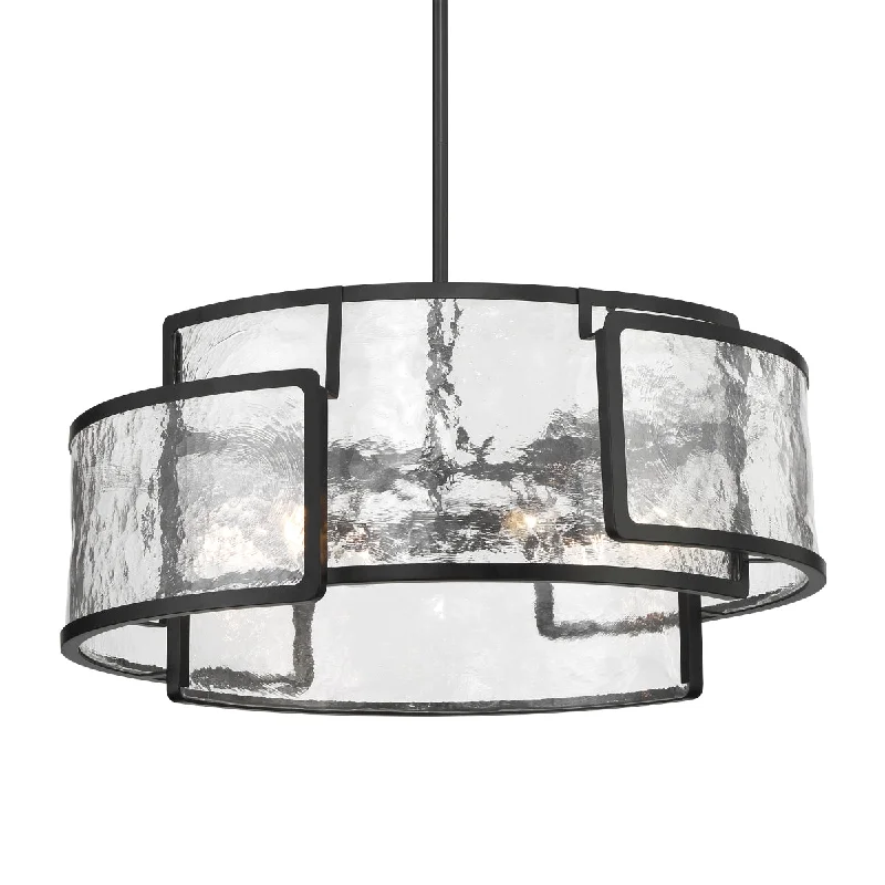 Industrial Lighting for Textile MillsBella Collina 28" 6 Lights Pendant Light Black Finish