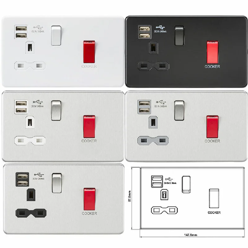Wireless track lighting for easy installationKnightsbridge Screwless 45A DP Switch & 13A Switched Socket with Dual USB Charger 2.4A Wireless track lighting for easy installationKnightsbridge Screwless 45A DP Switch & 13A Switched Socket with Dual USB Charger 2.4A