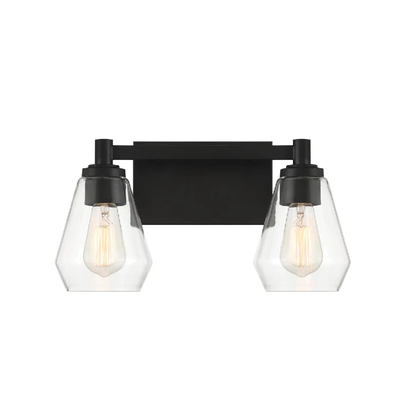 Industrial Area Lighting for Large Open SpacesClarity 10" 2 Lights Bathroom Vanity Light Black Finish