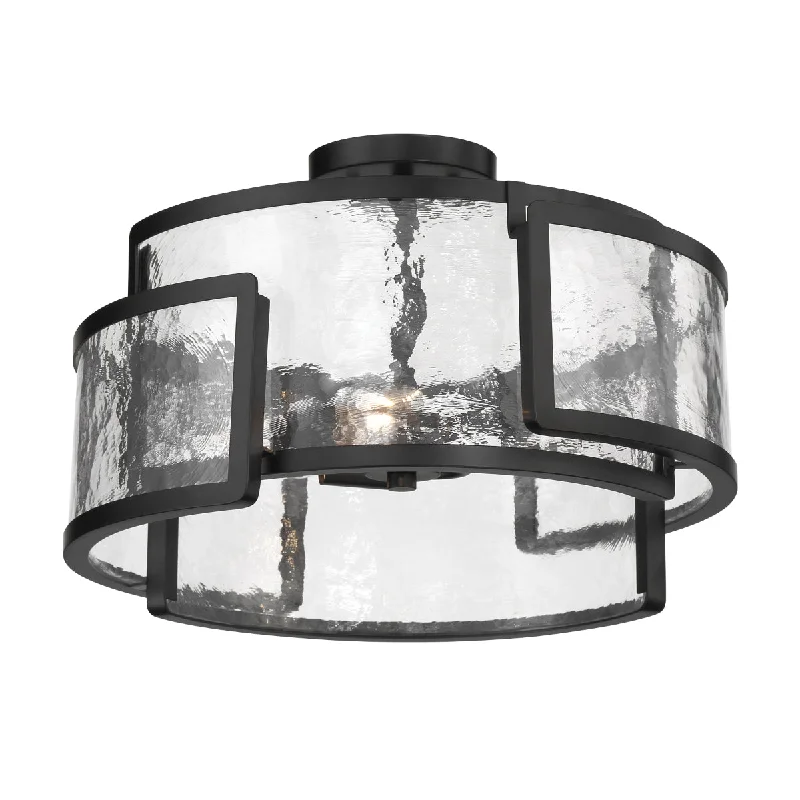 Industrial Lighting for Pharmaceutical ManufacturingBella Collina 18" 3 Lights Semi-Flush Mount Black Finish