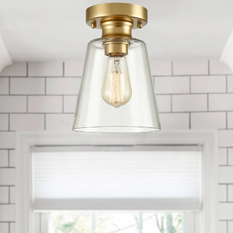 Dimmable Industrial Lighting for Ambiance ControlModern Glass Shade Gold Ceiling Light Fixture Flush Mount