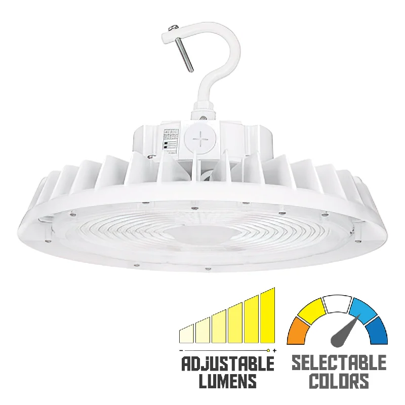 Low - Bay Industrial Lighting Fixtures for Small FactoriesUFO High Bay LED Light, 30000 Lumens, 200W, 35K/40K/50K, 120-347V, White