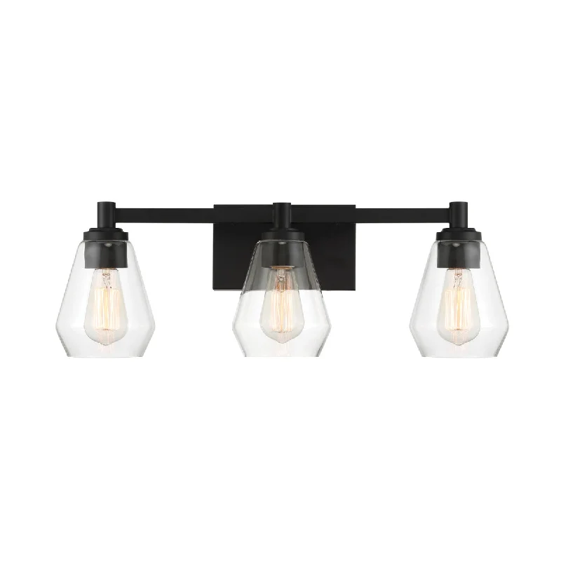Industrial Emergency Lighting for Safety in FactoriesClarity 24" 3 Lights Bathroom Vanity Light Black Finish