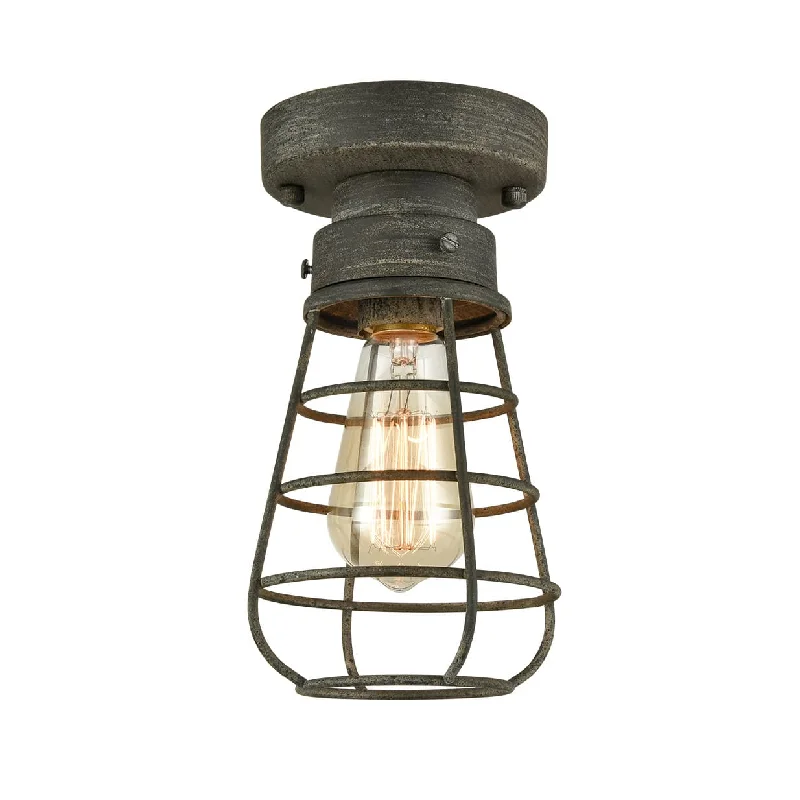 Low - Bay Industrial Lighting Fixtures for Small FactoriesRustic Ceiling Lights Metal Caged Mini Close to Ceiling Lamp