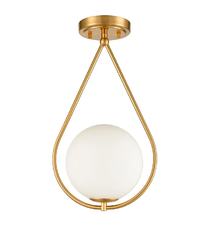 Industrial Lighting with High CRI (Color Rendering Index) for True Color PerceptionModern Brass Flush Mount Ceiling Lights Ivory Glass Shade