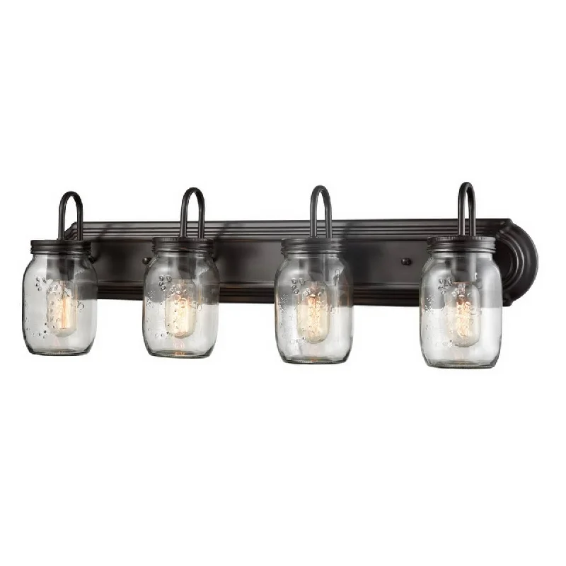 Waterproof Industrial Lighting for Wet AreasIndustrial Glass Mason Jar Bathroom Wall Sconces Bronze 4-Light