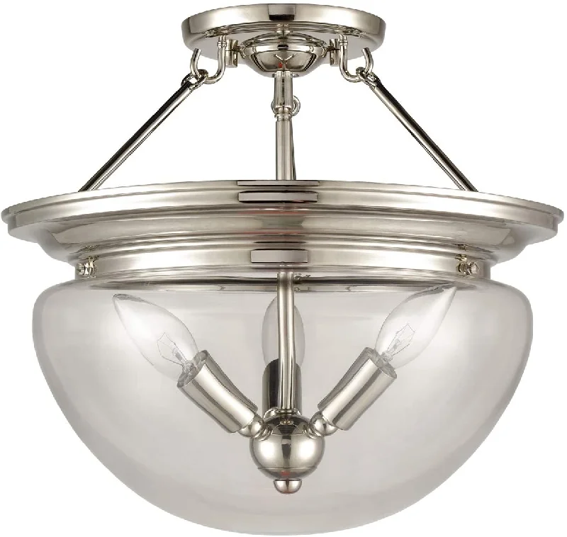 Industrial Wall - Mounted Lighting for Workshop WallsPuglia Modern Semi Flush Ceiling Light 3-Light Clear Glass Shade