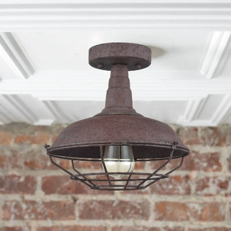 Durable Industrial Lighting for Harsh EnvironmentsFarmhouse Metal Cage Rust Semi-Flush Ceiling Lights