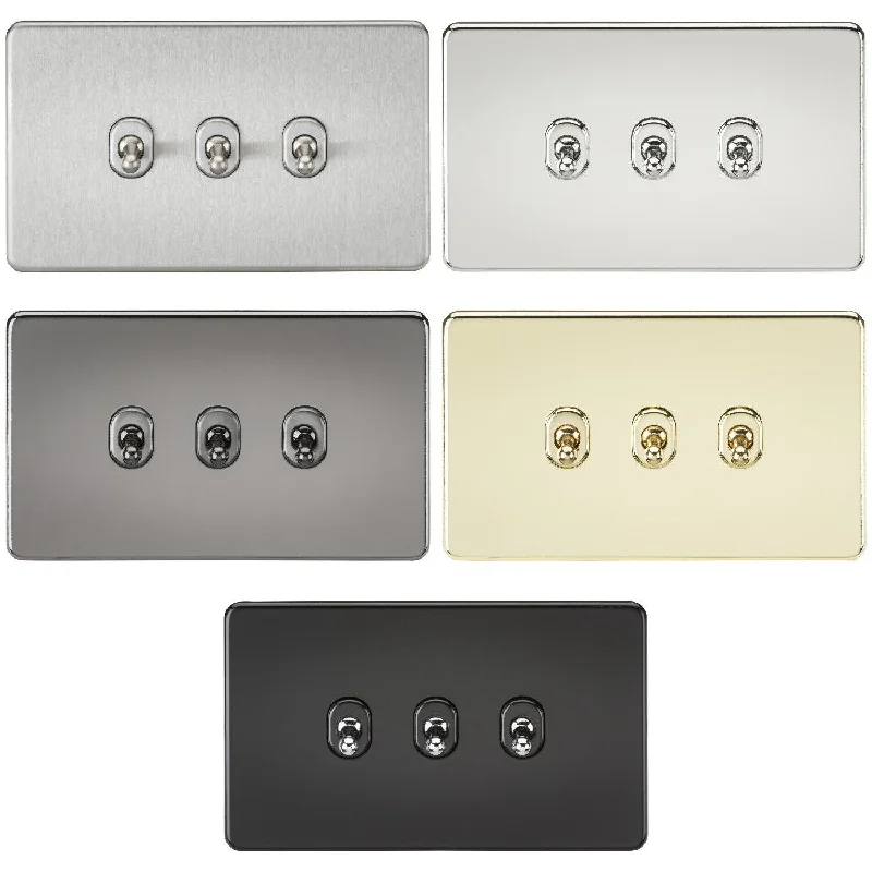 Low - voltage track lighting for safetyKnightsbridge Screwless 10AX 3G 3 Gang 2 Way Toggle Switch