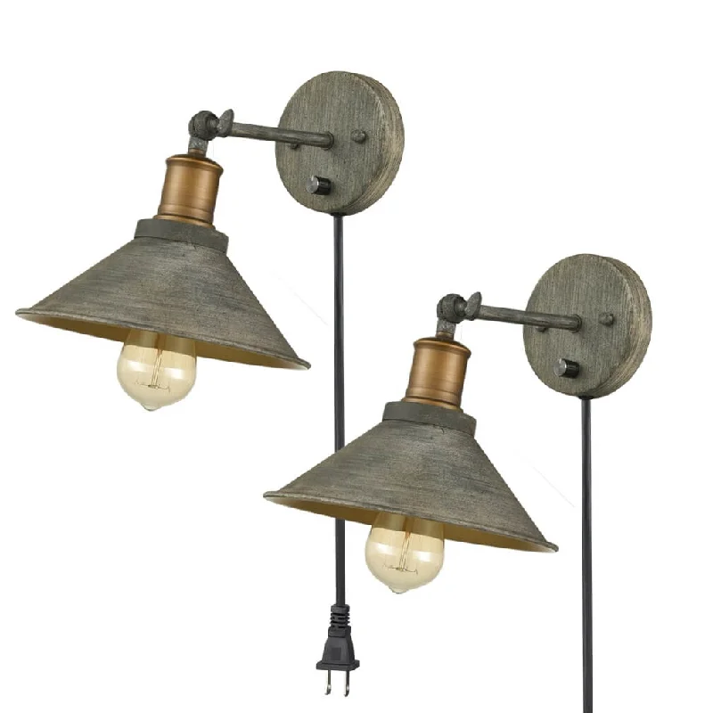 Industrial Task Lighting for Precision WorkstationsIndustrial Rustic Swing Arm Hardwired and Plug-in Wall Sconce-2 Pack