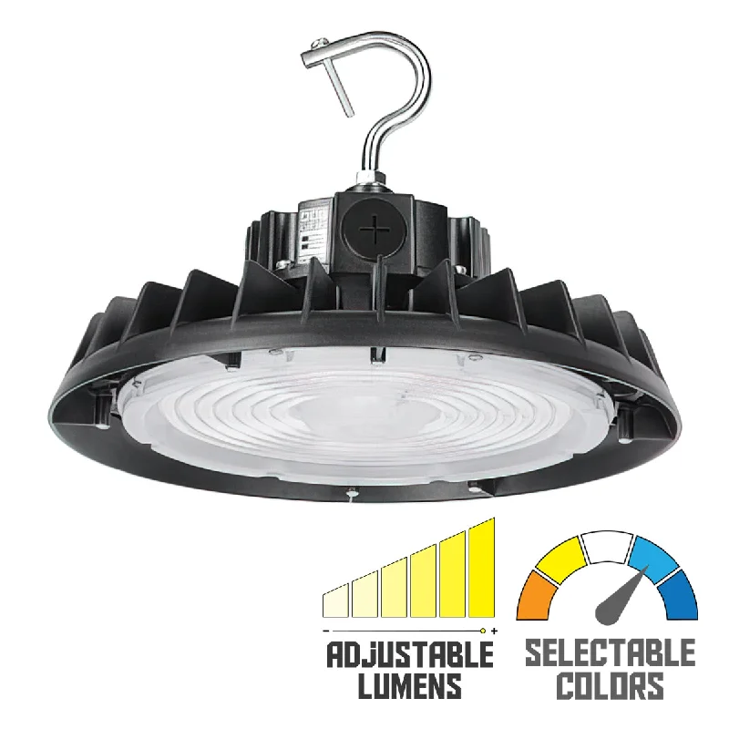 Industrial Lighting for Textile MillsUFO High Bay LED Light, 48000 Lumens, 320W, 35K/40K/50K, 120-347V, Black