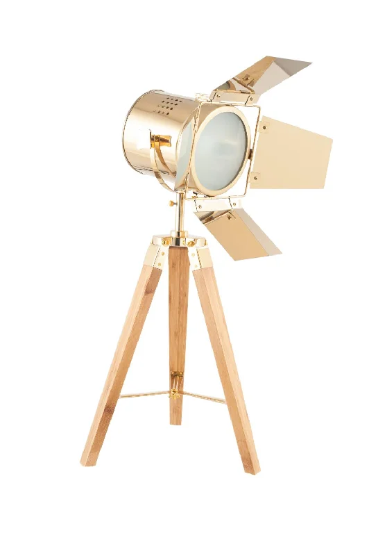 Low - voltage track lighting for safetyHereford Gold and Natural Tripod Table Lamp
