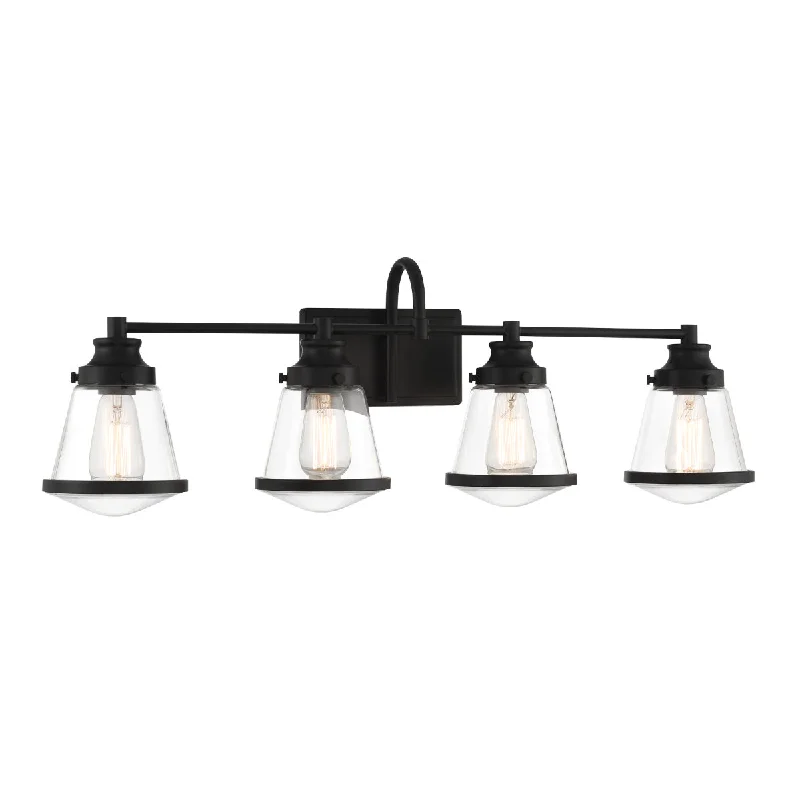 Industrial Lighting for Electronics ManufacturingMannsdale 33" 4 Lights Bathroom Vanity Light Black Finish Industrial Lighting for Electronics ManufacturingMannsdale 33" 4 Lights Bathroom Vanity Light Black Finish