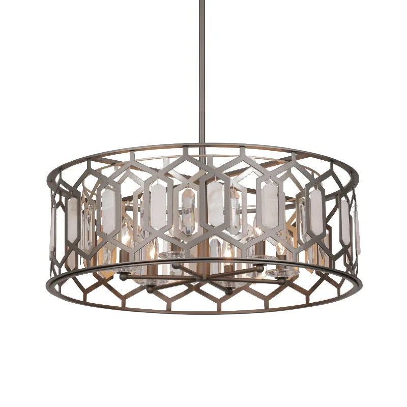 Industrial Lighting for Woodworking FactoriesHexly 28" 6 Lights Pendant Light Silver Finish