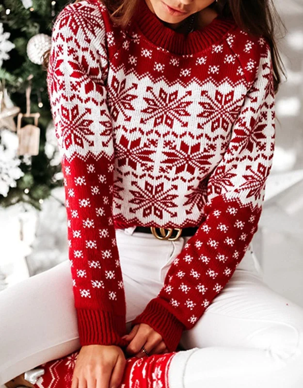 TastyHottie - Snowflake Round Neck Sweater