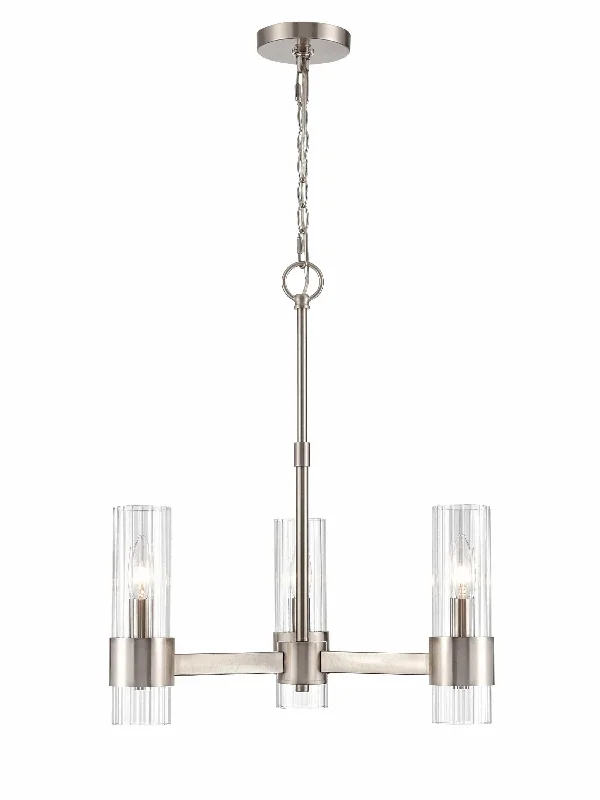 Small Chandeliers for Compact RoomsSmall Chandeliers for Compact Rooms3 Lamps Caberton Chandelier - Brushed Nickel Finish - Clear Beveled Glass - 20in Diameter - E12 Candelabra Base