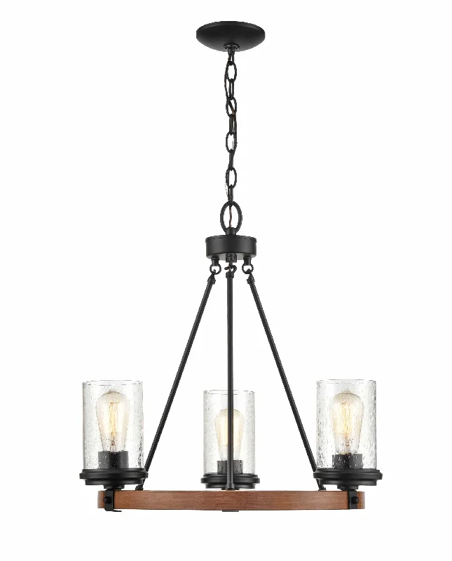 Chandeliers with Frosted Glass for a Softer Light DiffusionChandeliers with Frosted Glass for a Softer Light Diffusion3 Lamps Taos Chandelier - Matte Black / Wood Grain - Clear Seeded Glass - 21.08in Diameter - E26 Medium Base Chandeliers with Frosted Glass for a Softer Light DiffusionChandeliers with Frosted Glass for a Softer Light Diffusion3 Lamps Taos Chandelier - Matte Black / Wood Grain - Clear Seeded Glass - 21.08in Diameter - E26 Medium Base