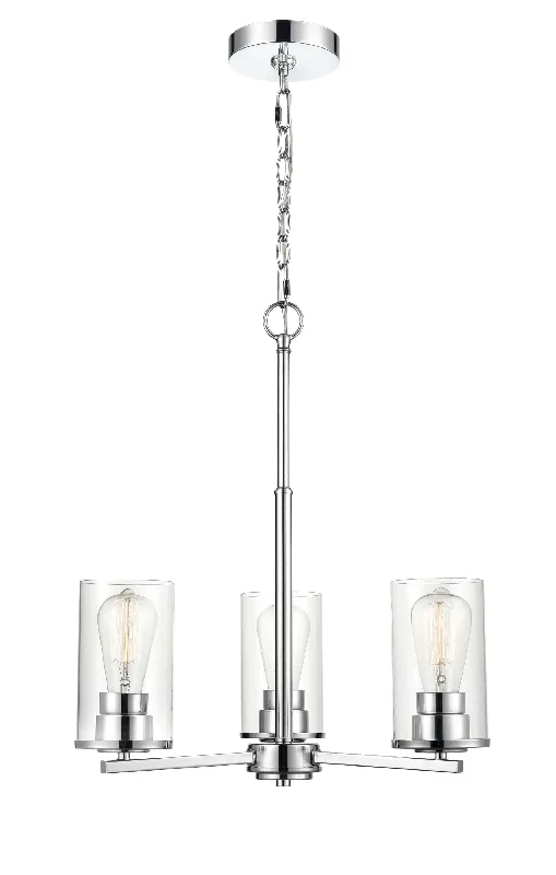Chandeliers with Adjustable Arms for Directional LightingChandeliers with Adjustable Arms for Directional Lighting3 Lamps Verlana Chandelier - Chrome - Clear Glass - 19in Diameter - E26 Medium Base