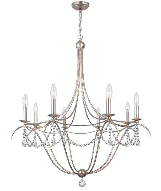 Traditional Brass Chandeliers for Classic InteriorsTraditional Brass Chandeliers for Classic Interiors8 Light Antique Silver Modern Chandelier Draped In Clear Spectra Crystal - C193-418-SA-CL-SAQ