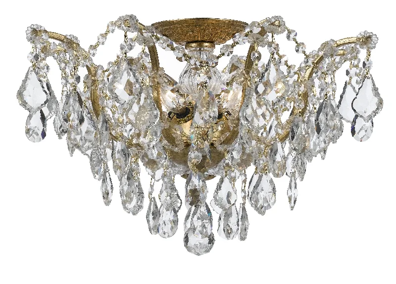 Chandeliers with Adjustable Height for Custom InstallationChandeliers with Adjustable Height for Custom Installation5 Light Antique Gold Modern Ceiling Mount Draped In Clear Spectra Crystal - C193-4457-GA-CL-SAQ