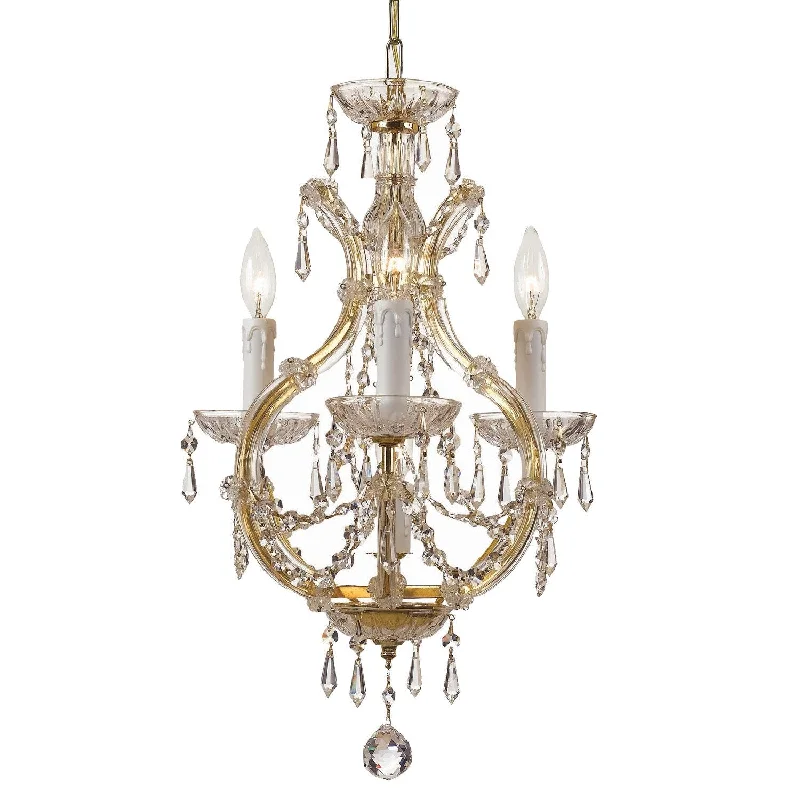 Chandeliers with Metal Frames in Silver FinishChandeliers with Metal Frames in Silver Finish4 Light Gold Crystal Mini Chandelier Draped In Clear Swarovski Strass Crystal - C193-4473-GD-CL-S
