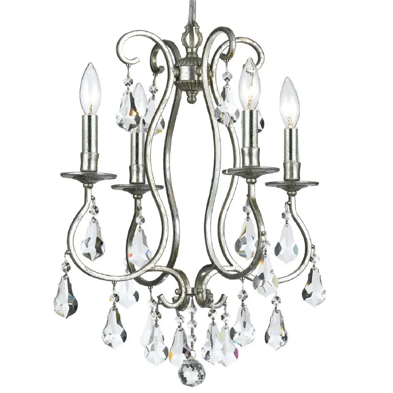 Chandeliers with Adjustable Height for Custom InstallationChandeliers with Adjustable Height for Custom Installation4 Light Olde Silver Crystal Mini Chandelier Draped In Clear Hand Cut Crystal - C193-5014-OS-CL-MWP