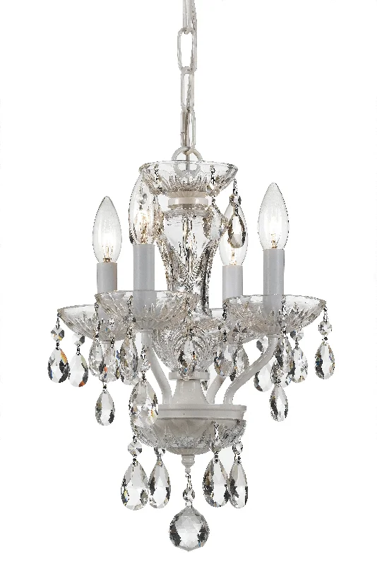 Chandeliers for High Ceilings to Fill Vertical SpaceChandeliers for High Ceilings to Fill Vertical Space4 Light Wet White Crystal Mini Chandelier Draped In Clear Hand Cut Crystal - C193-5534-WW-CL-MWP