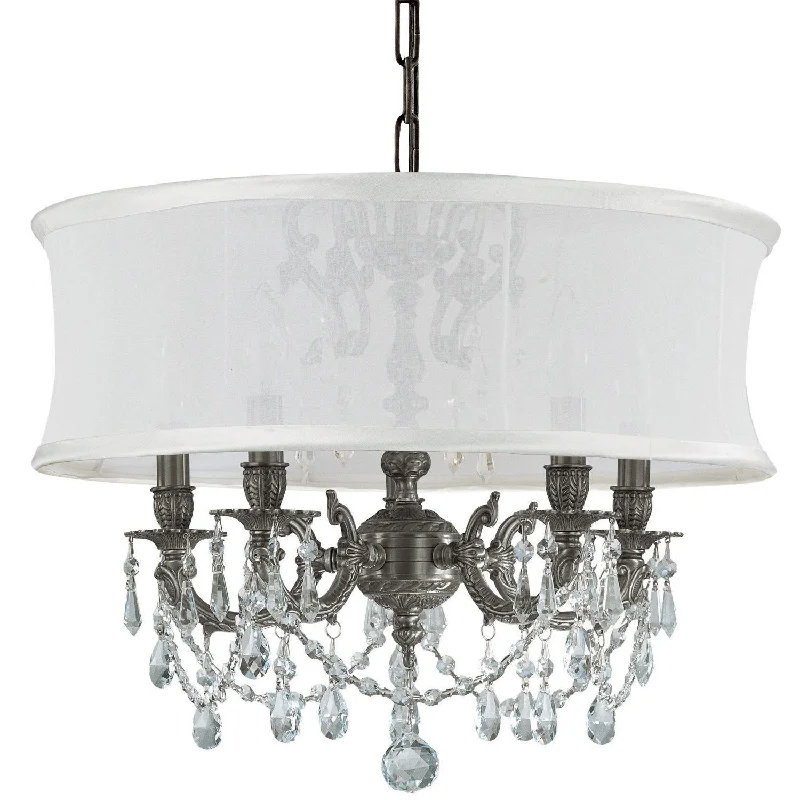 Chandeliers with Metal Frames in Bronze FinishChandeliers with Metal Frames in Bronze Finish5 Light Pewter Traditional Mini Chandelier Draped In Clear Hand Cut Crystal - C193-5535-PW-SMW-CLM