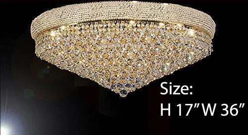 Large Chandeliers for Grand Halls and FoyersLarge Chandeliers for Grand Halls and FoyersFlush French Empire Crystal Chandelier H17" X W36" - Perfect For An Entryway Or Foyer - A93-Flush/Cg/541/32
