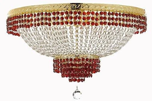 Ceiling - Mounted Chandeliers for Standard CeilingsCeiling - Mounted Chandeliers for Standard CeilingsFlush French Empire Crystal Chandelier Lighting Trimmed With Ruby Red Crystal Good For Dining Room Foyer Entryway Family Room And More H21" W30" - F93-B74/Cg/Flush/870/14 Ceiling - Mounted Chandeliers for Standard CeilingsCeiling - Mounted Chandeliers for Standard CeilingsFlush French Empire Crystal Chandelier Lighting Trimmed With Ruby Red Crystal Good For Dining Room Foyer Entryway Family Room And More H21" W30" - F93-B74/Cg/Flush/870/14