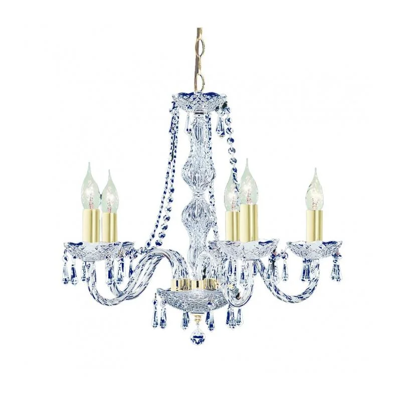 Incandescent Chandeliers for a Warm and Traditional GlowIncandescent Chandeliers for a Warm and Traditional GlowHale Chandelier 5Lt E14 in Gold and Crystal Superlux Lighting - CRY-HALE-5P Incandescent Chandeliers for a Warm and Traditional GlowIncandescent Chandeliers for a Warm and Traditional GlowHale Chandelier 5Lt E14 in Gold and Crystal Superlux Lighting - CRY-HALE-5P