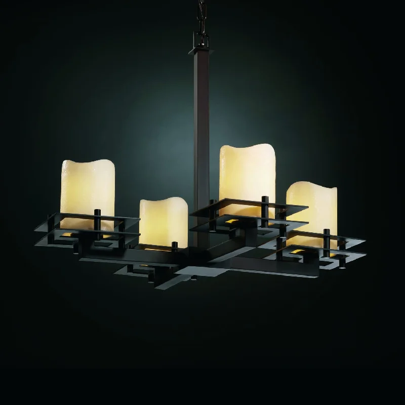 Chandeliers with Metal Frames in Silver FinishChandeliers with Metal Frames in Silver FinishJustice Designs CandleAria CNDL-8100-14-CREM-DBRZ Chandelier Light - Dark Bronze