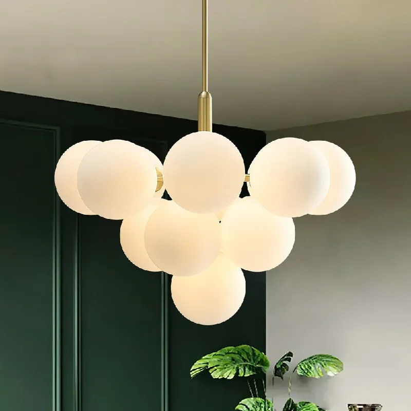 Chandeliers with Murano Glass for a High - End Artistic TouchChandeliers with Murano Glass for a High - End Artistic TouchMid-Century Brass Tiered Frosted Glass Globe Bubble Chandelier