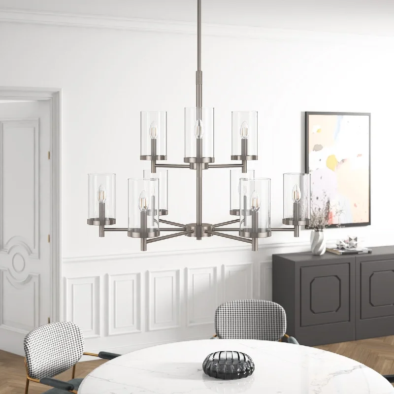 Traditional Brass Chandeliers for Classic InteriorsTraditional Brass Chandeliers for Classic InteriorsModern 9-Light Brushed Nickel Candle Chandelier with Clear Glass Shades