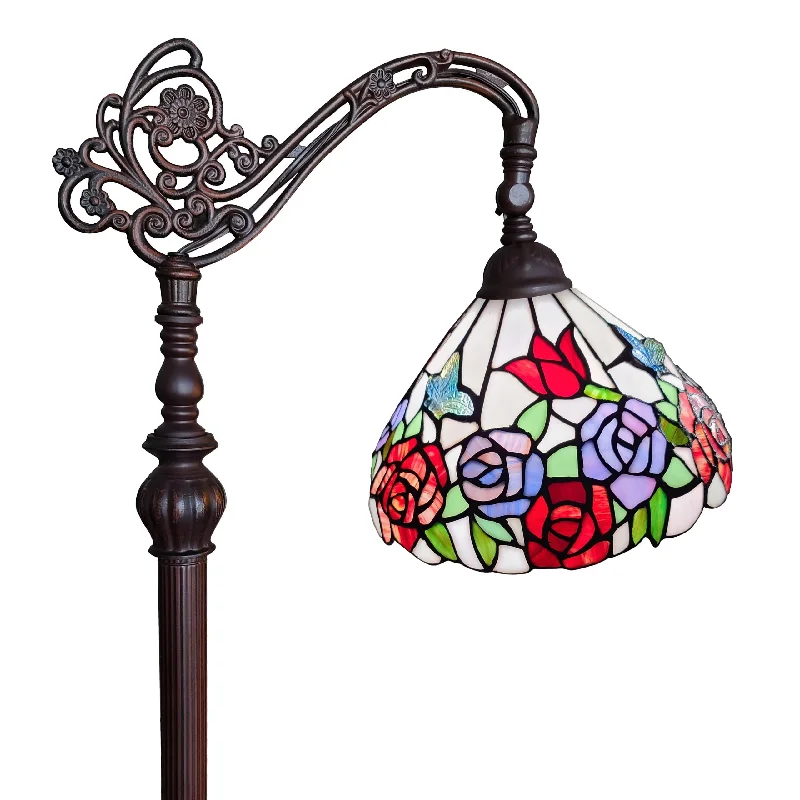 Wood Floor Lamp with Natural Grain for a Warm and Organic FeelWood Floor Lamp with Natural Grain for a Warm and Organic FeelAmora Lighting AM1114FL12B Tiffany Style Roses Reading Floor Lamp 62" High