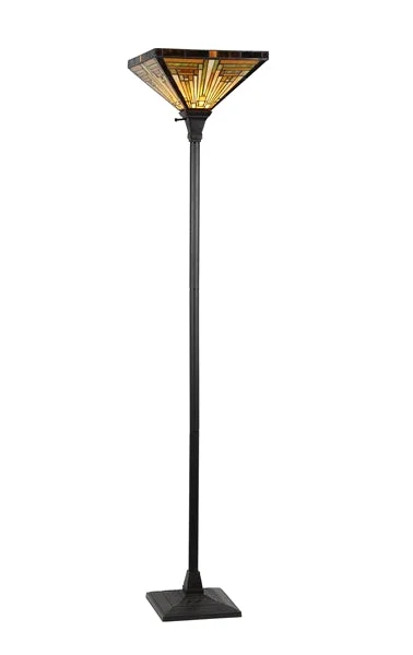 Rustic Farmhouse Style Floor Lamp for Cozy BedroomsRustic Farmhouse Style Floor Lamp for Cozy BedroomsChloe Lighting CH33359MR14-TF1 Innes Tiffany-Style 1 Light Mission Torchiere Floor Lamp 14`` Shade