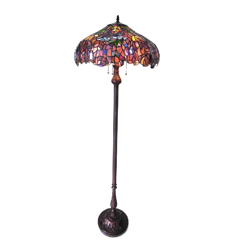 USB Charging Port Floor Lamp for Convenient Device ChargingUSB Charging Port Floor Lamp for Convenient Device ChargingChloe Lighting CH18045PW20-FL3 Katie Tiffany-style 3 Light Wisteria Floor Lamp 20`` Shade