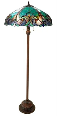 Wood Floor Lamp with Natural Grain for a Warm and Organic FeelWood Floor Lamp with Natural Grain for a Warm and Organic FeelChloe Lighting CH18780VG18-FL2 Liaison Tiffany-style 2 Light Victorian Floor Lamp 18`` Shade