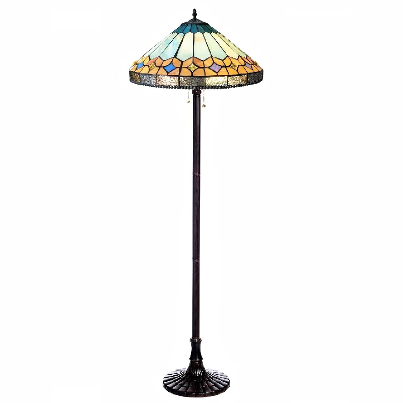 Wood Floor Lamp with Natural Grain for a Warm and Organic FeelWood Floor Lamp with Natural Grain for a Warm and Organic FeelChloe Lighting CH1T588BM18-FL2 Nicholas Tiffany-style Mission Stained Glass Floor Lamp 61`` Height