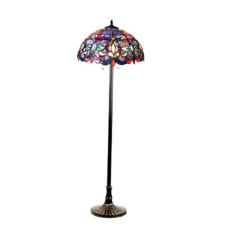 Wood Floor Lamp with Natural Grain for a Warm and Organic FeelWood Floor Lamp with Natural Grain for a Warm and Organic FeelChloe Lighting CH1T153BV18-FL2 Priscilla Tiffany-style 2 Light Victorian Floor Lamp 18`` Shade