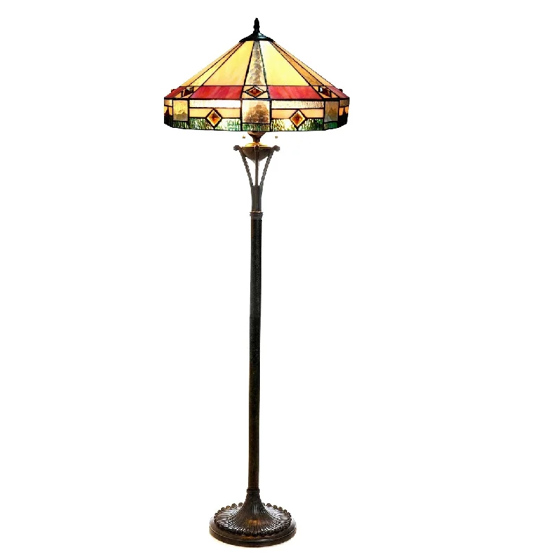 Bohemian Inspired Floor Lamp for Eclectic Home DecorBohemian Inspired Floor Lamp for Eclectic Home DecorChloe Lighting CH18143AM18-FL2 Ridley Tiffany-style 2 Light Mission Floor Lamp 18`` Shade
