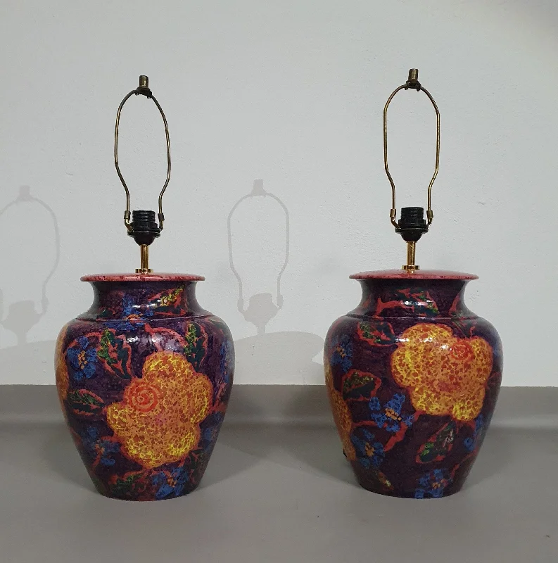 Metal Floor Lamp with a Matte Black Finish for a Sleek LookMetal Floor Lamp with a Matte Black Finish for a Sleek LookHand - turned ceramic / glazed vase lamp holders 70s ( most likely French )
Height / vase 40 cm
Depth / 32 cm
Total height 74 cm