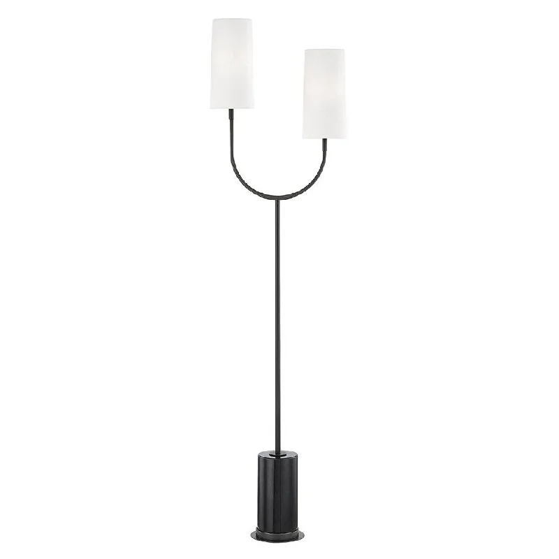 Wood Floor Lamp with Natural Grain for a Warm and Organic FeelWood Floor Lamp with Natural Grain for a Warm and Organic FeelHudson Valley Vesper 2-light Old Bronze and Black Floor Lamp, White Linen