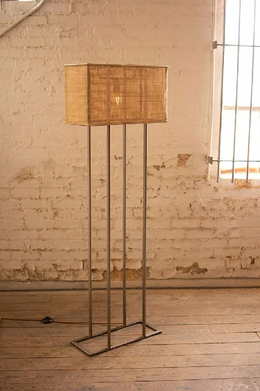 Smart Floor Lamp with Voice Control and Bluetooth ConnectivitySmart Floor Lamp with Voice Control and Bluetooth ConnectivityKalalou CQ7522 Metal Floor Lamp With Wire Rattan Shade