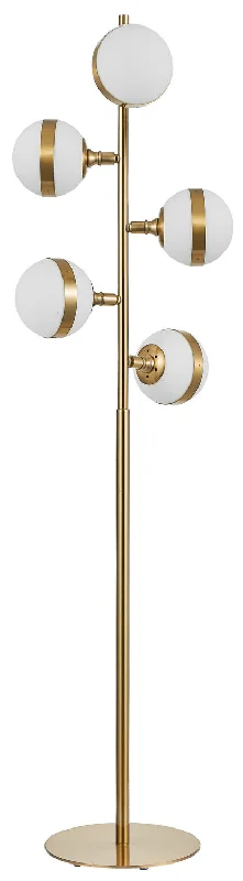 Glass Floor Lamp with Frosted Shades for Soft Diffused LightGlass Floor Lamp with Frosted Shades for Soft Diffused LightLuce Lumen Lighting 2492-33  Five Light Floor Lamp Lamp Gold, Champ, Gld Leaf